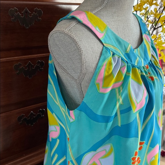 Vintage Anne Fogarty House Dress Mumu Lounge Caftan Bold Floral Mod MCM - Picture 4 of 12